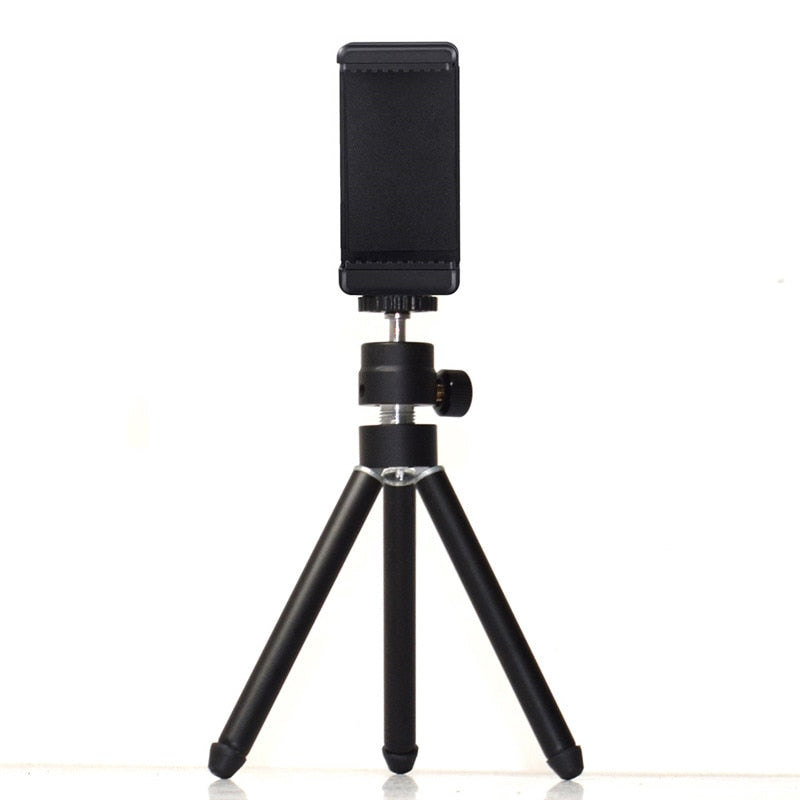 Three-section Stretched Aluminum Alloy Projector Miniature Camera Tripod Mobile Phone Clip Live Video Desktop Stand PTZ Support