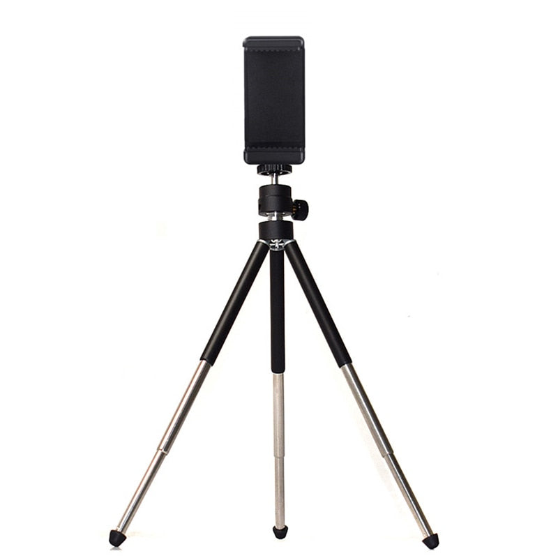 Three-section Stretched Aluminum Alloy Projector Miniature Camera Tripod Mobile Phone Clip Live Video Desktop Stand PTZ Support