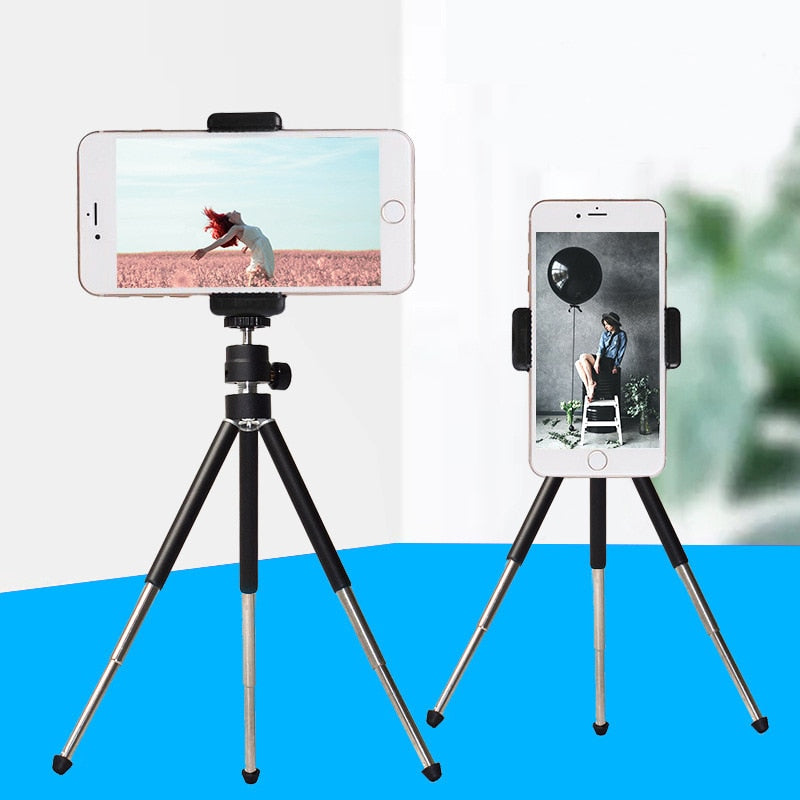 Three-section Stretched Aluminum Alloy Projector Miniature Camera Tripod Mobile Phone Clip Live Video Desktop Stand PTZ Support